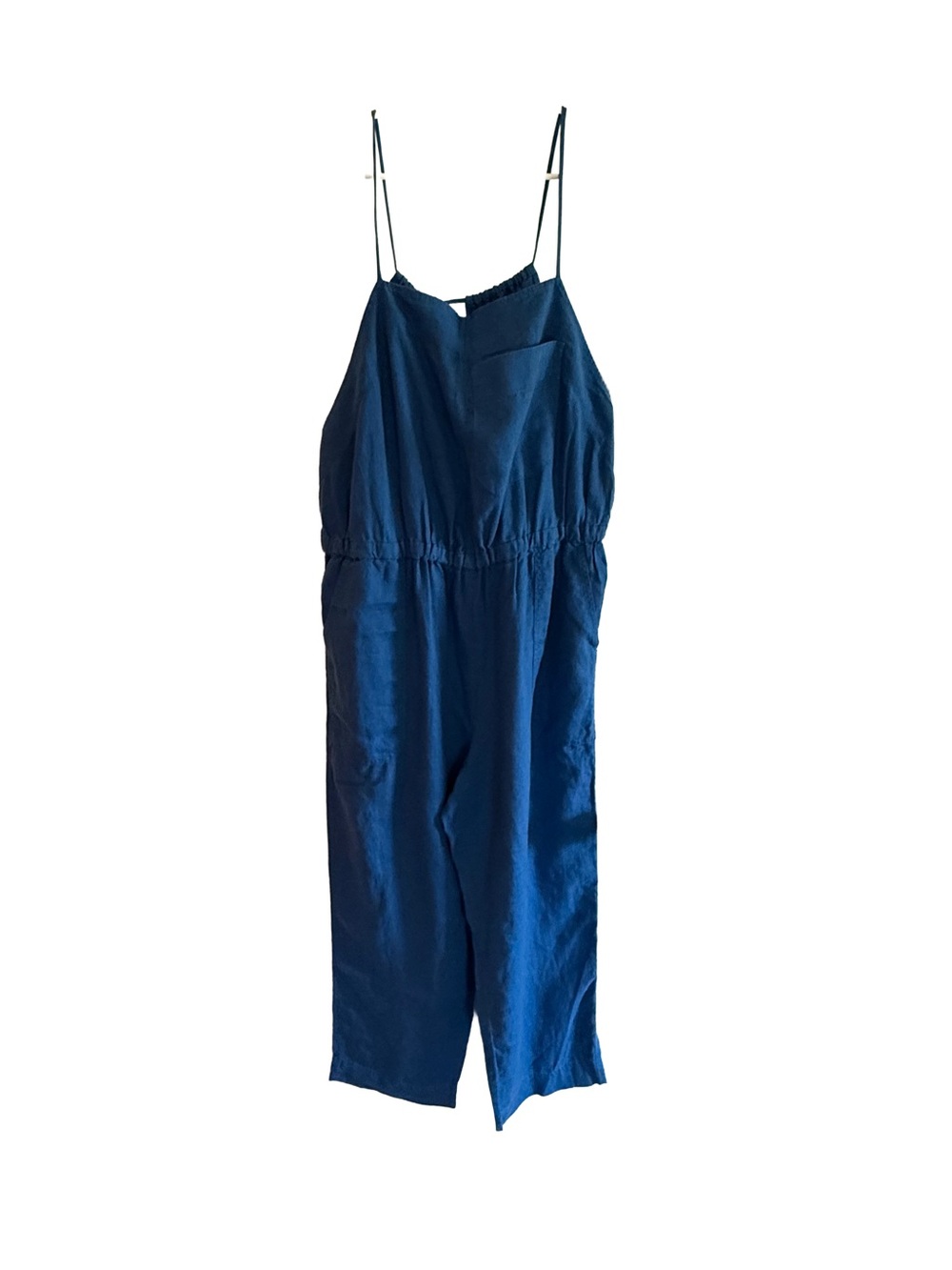 Everlane Blue Linen Oversized Adjustable-Strap Jumpsuit L-XL